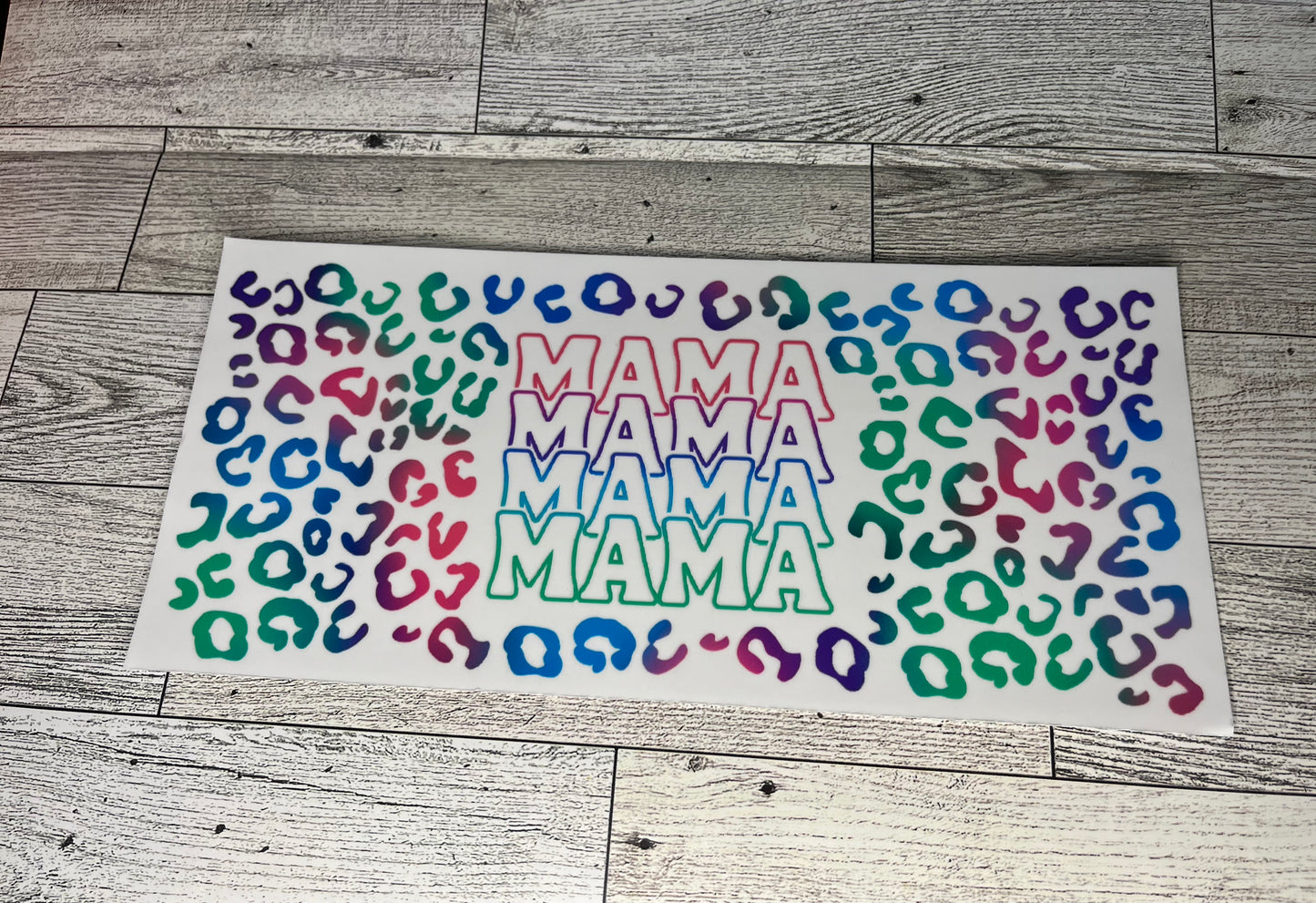 Uv  16 oz wrap Mama Cheetah Rainbow